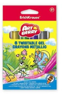 Geelkriit Twist Artberry, akvarellitav, plastkorpuses ,6 metallik värvi