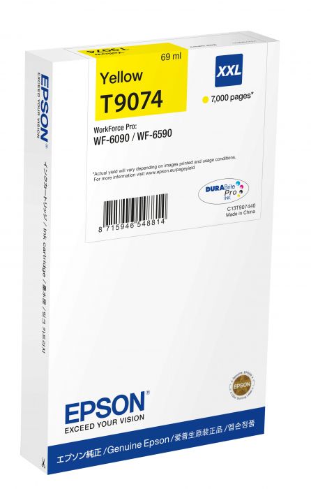 Tint Epson T9074 Yellow/kollane XXL 69ml 7000lk WorkForce Pro WF-6590/WF-6090