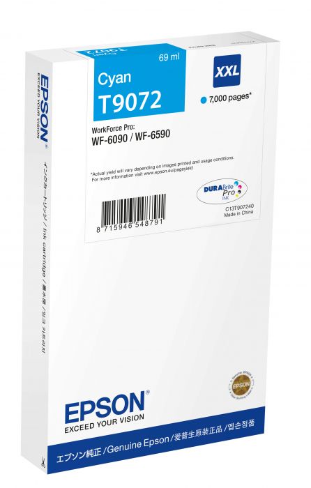 Tint Epson T9072 Cyan XXL 69ml 7000lk WorkForce Pro WF-6590/WF-6090