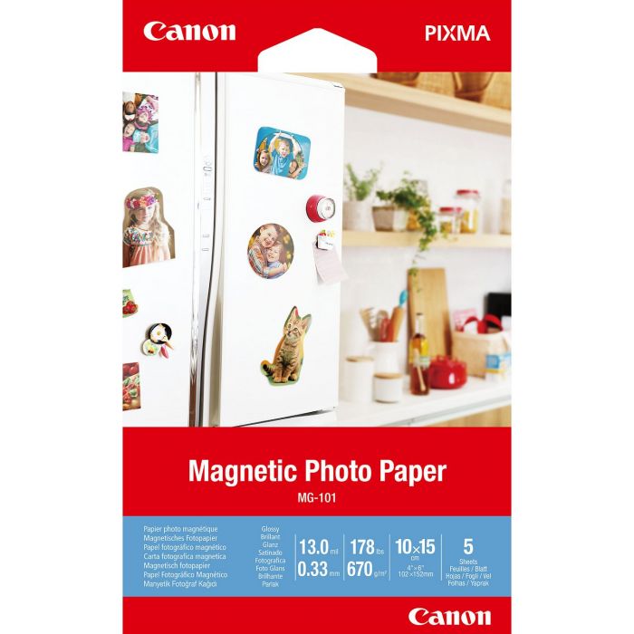 Paper Canon MG-101 10x15cm 5 sheets Magnetic Photo Paper Glossy - magnetic paper 670gr / m2