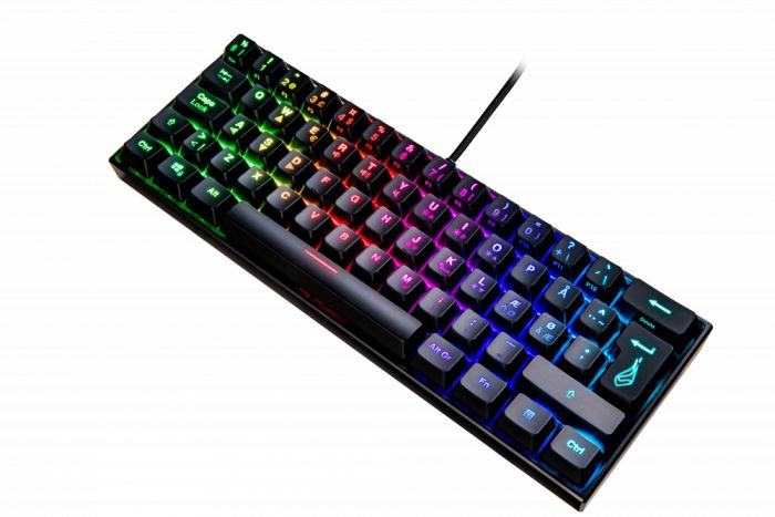Klaviatuur SureFire KingPin M1 60% size Mechanical Red switches, RGB Gaming Compact Keyboard – Nordic asetus, USB 1.8m, 293 x 104 x 42 mm
