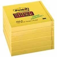 Notepad self-adhesive POST-IT 654SS SuperS, yellow, 76x76mm (pack of 6x90l.)