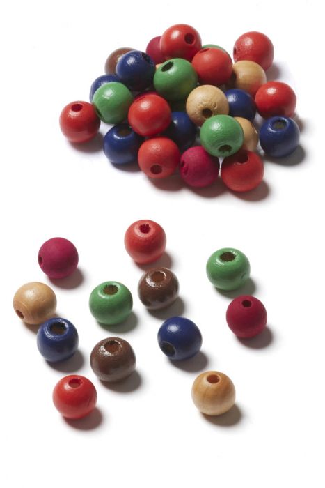 Wooden pearls, D 10 mm, 200 pcs, red