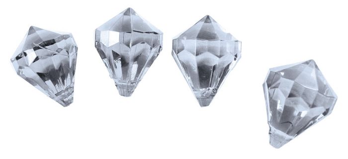 Hanging diamond, clear, length 22 mm, acrylic, 50 pcs