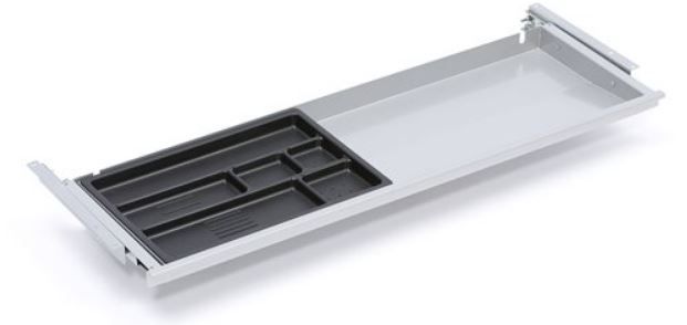 Long table drawer L-875S-260 xK-30 / 45mm + plastic. pencil case / aluminum gray metal
