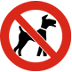 Safety sign No dog entry, sticker, 10cm / 11cm