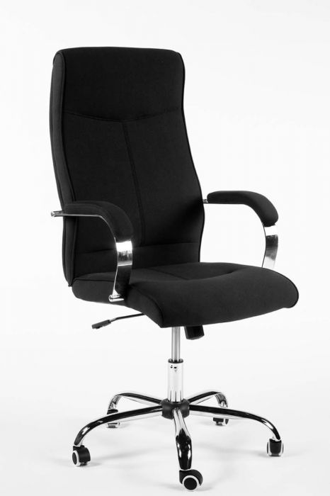 Executive chair SHELTON 5198, black fabric / load capacity up to 130kg / base metal, chrome