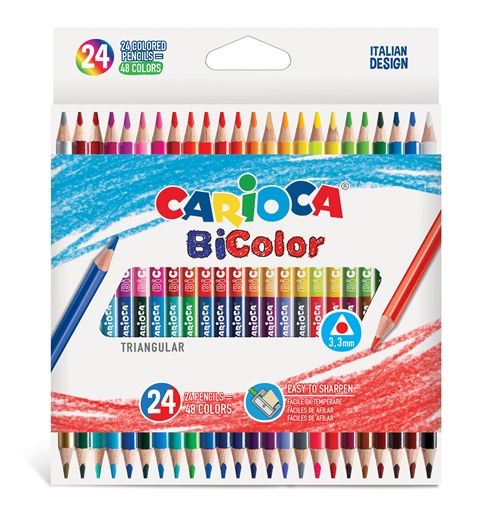 Colour pensils Carioca BiColor 24pcs=48colour, triangular