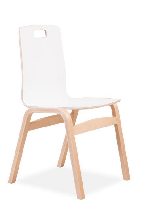 Chair PANU, birch, white laminate, 4 feet, seat K-44cm