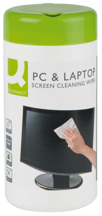 Puhastuslapid LCD-/TFT-ekraanidele, 100 niisket lappi/purgis, Q-Connect
