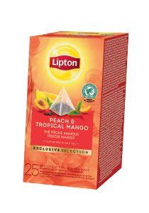 Black tea Lipton with peach and mango pieces Peach, Tropical Mango 1,8g * 25 pcs / pack (pyramid, foil)