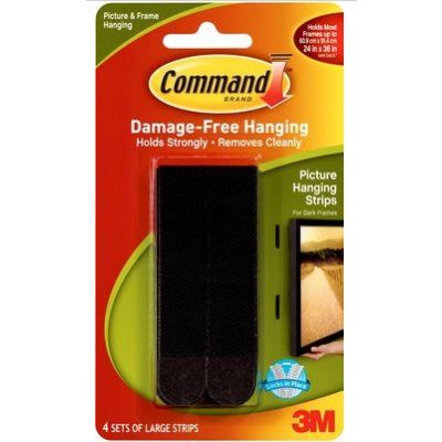 Picture Hanging Strips Command 17206, 4 sets up to 7,2 kg, black