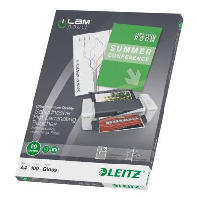 Laminating pouches Leitz pouch self-adhesive A4 80 microns (100pcs in pack)