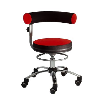 Swivel chair SANUS /Ergonomic, with swivel backrest, seat height 42-51cm/ artificial leather red + chrome