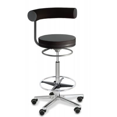 Swivel chair SANUS with footrest/Ergonomic, with swivel backrest, seat height 63-89cm/fabric grey-black + chrome