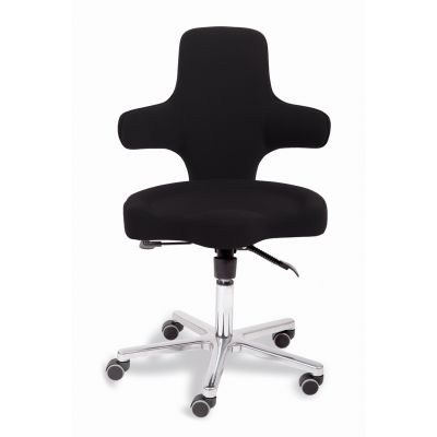 Ergonomic chair SANUS Variowip, cross-shaped backrest, seat height 44-57cm, max 160kg/ fabric black+alum. from the foot