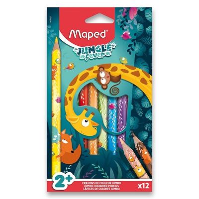 Värvipliiats puiduvaba Jungle Fever Jumbo 12 värvi, Maped