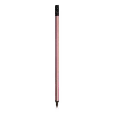 Harilik pliiats must puit ja kustukumm NEPLUM HB, metallik roosa