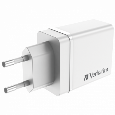 Verbatim’s 30W USB Wall Charger combines one USB-C PD 20W port, and three USB-A ports (one USB-A QC 3.0 18W port and two USB-A 10W ports)
