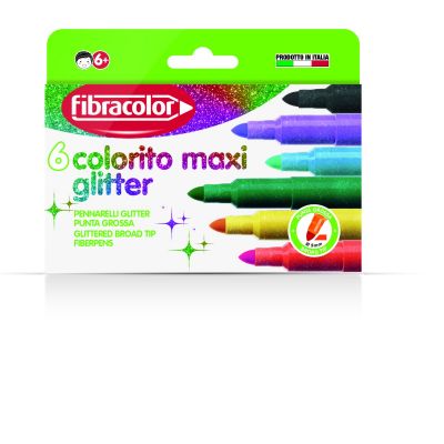 Viltpliiats Fibracolor Colorito Maxi Glitter 6 värvi