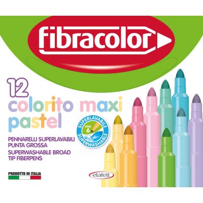 Viltpliiats Fibracolor Colorito Maxi Pastel 12 värvi