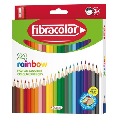 Värvipliiats Fibracolor Rainbow 24 värvi + 1 auguga teritaja