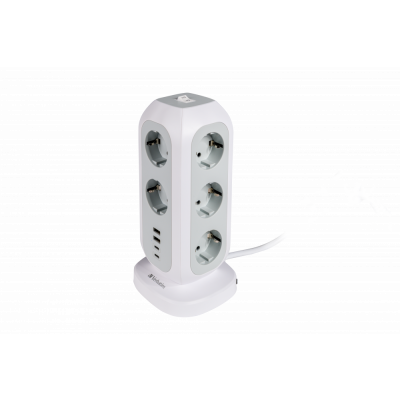 Verbatim 15-in-1 European Multiplug Extension Lead, 11 AC EU outlets, 2 x Type-C ports + 2 x USB-A ports