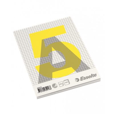 Kirjaplokk A5 100l. 5x5ruut liimköide ülal, Esselte