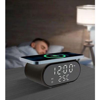 Lauakell Satzuma Wireless Charging Clock, juhtmevaba laadimisalusega